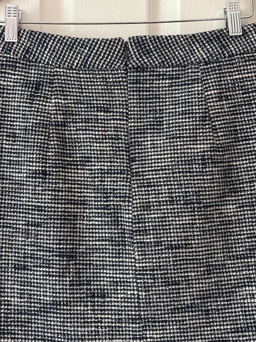 Zara Fringe Seamed Mini Skirt - Blue & White Tweed Size S - Picture 6 of 8